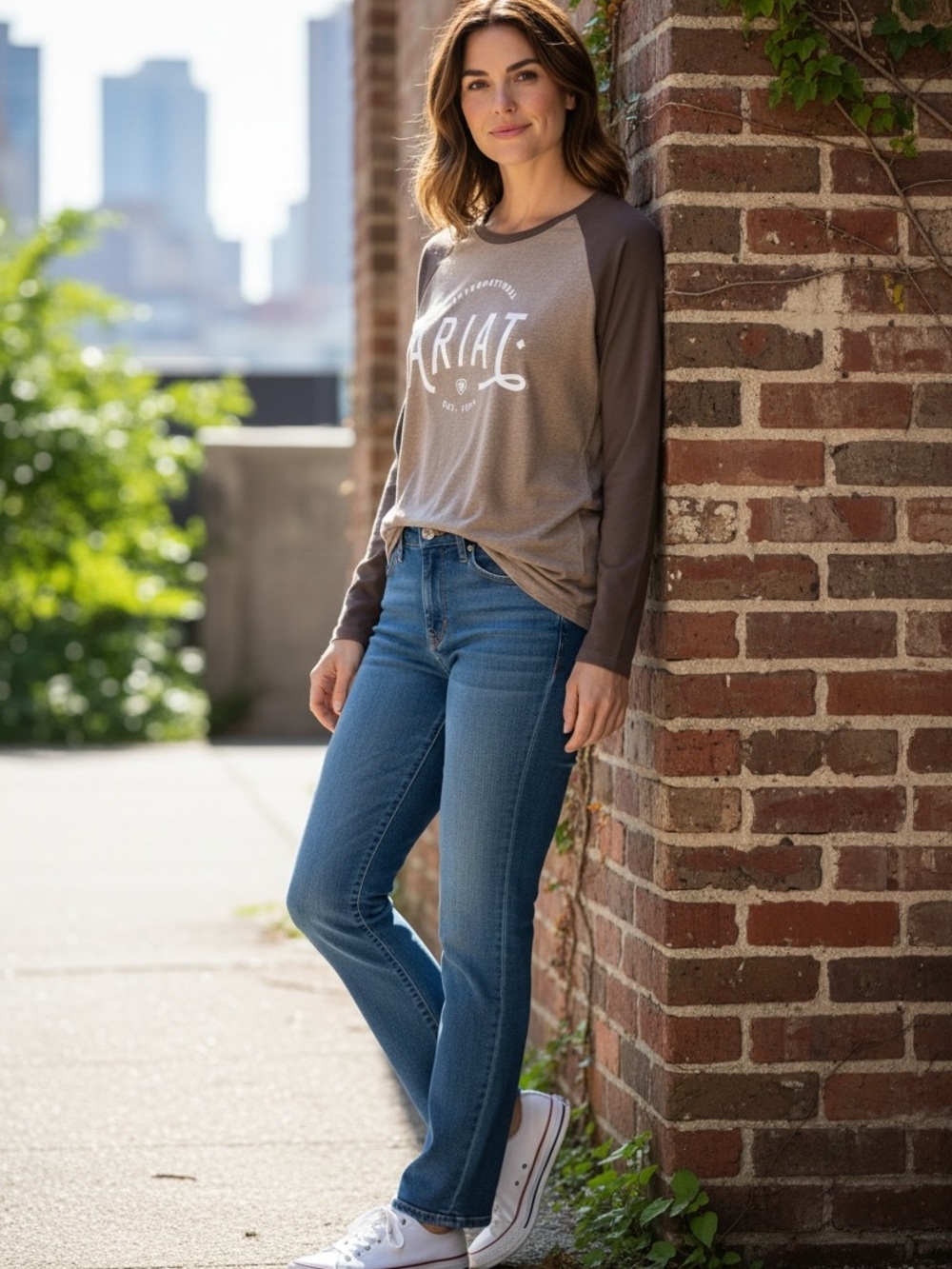 Ariat Lg Two-Tone Brown Raglan Shirt